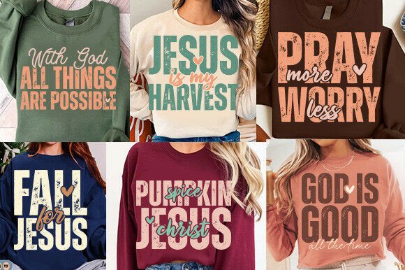 Boho Fall Christian SVG PNG Bundle: Graphics for T-Shirt Designs