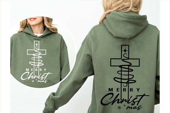 Christian Christmas Tree SVG PNG, Cross Graphics