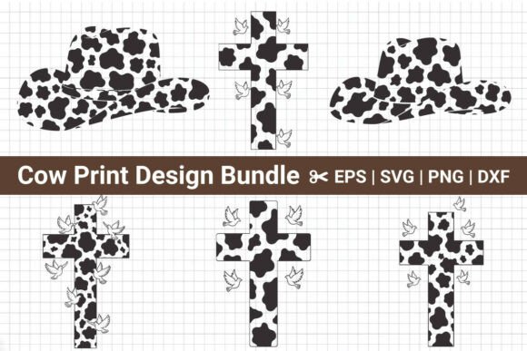 Cow Print Cowboy Hat and Christian Cross