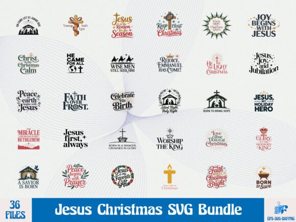 Jesus Christmas SVG Bundle: Graphics & T-Shirt Designs