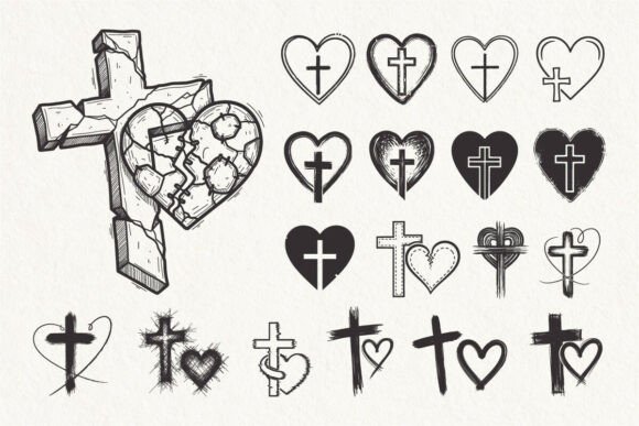 Jesus Cross Heart Vector SVG Mega Bundle: Graphics & T-Shirt Designs