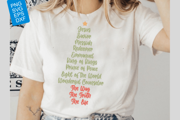 Jesus Names Christmas Tree SVG: Graphics for Faith-Based T-Shirt Designs