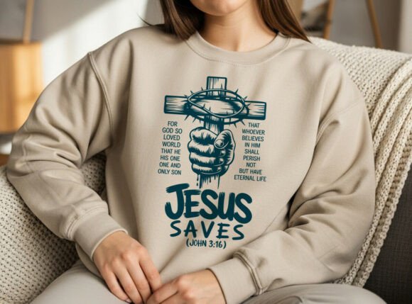 Jesus Saves SVG & John 3:16 Graphics for T-Shirt Designs